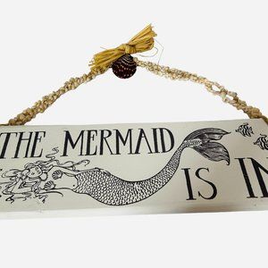 The Mermaid Is In Wooden Sign Shells Hanger Banana Patch Studio Kauai Hawaii
